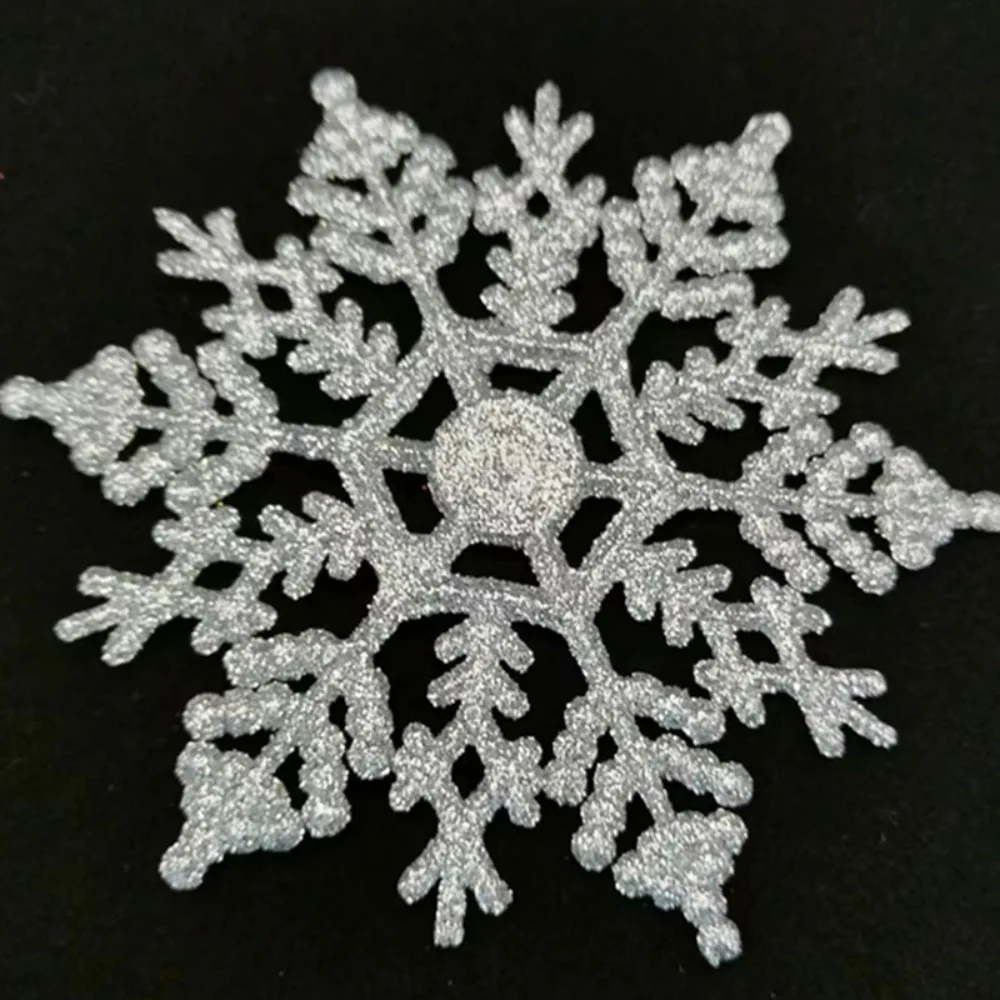 Christmas Snowflake Flake Green Onion Powder Plastic Snowflake Color Glitter 10CM Winter Pendant Ornaments