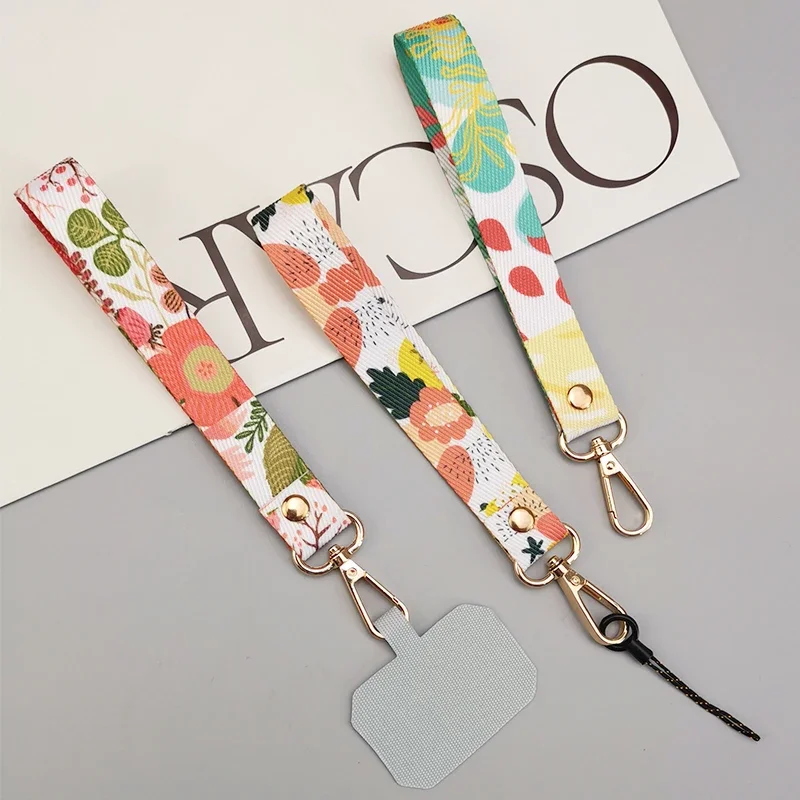 Wrist Strap Colored Pattern Woven Strap Universal Phone with Universal Clip Anti-loss Short Portable Pendant Mobile Phone Strap