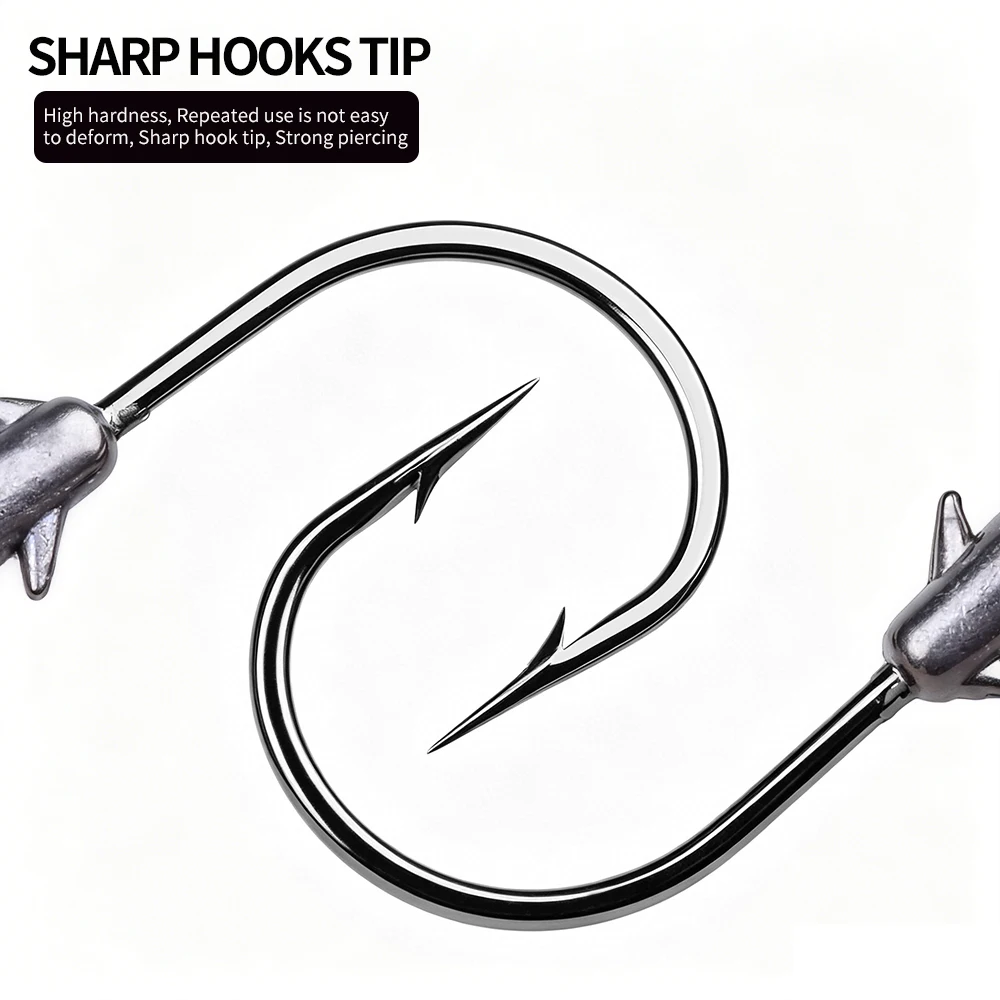 Proberos 10 Stück/Set Jigkopf-Angelhaken 2,5g-10g Gewichteter Haken Jig-Angelhaken Weicher Wurmhaken für Barsch-Angeln – Detail 6