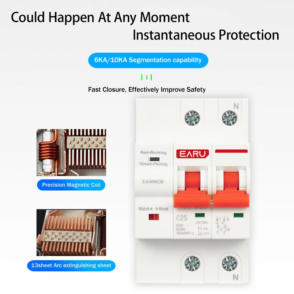 2P 16A 63A 100A TUYA APP WIFI Circuit Breaker Timer Voice Remote Control Smart Life Automatic Intelligent Interruptor Switch