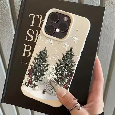 For Samsung S25 S24 S23 S22 Ultra Plus FE Case Christmas Tree Lichee Pattern Cover For Galaxy A16 A26 A36 A56 A55 A54 A53 Fundas