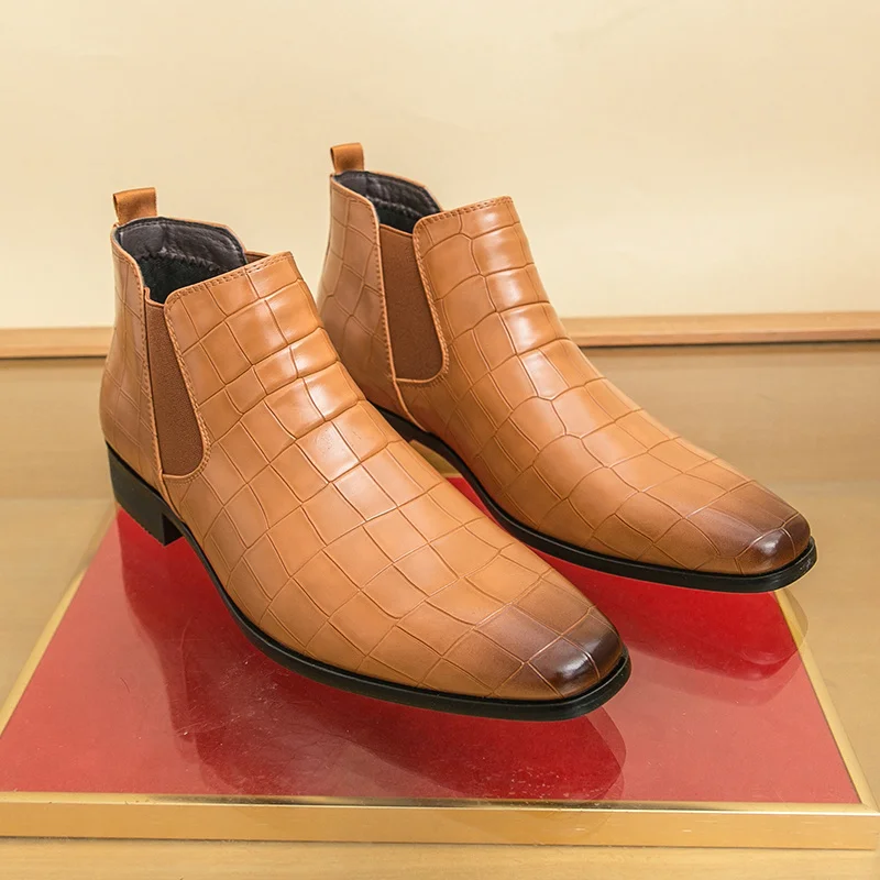 New British Style Men's Chelsea Boots Big Size 48 High-quality Fashion Dress Boots Man Business Leather Shoes Men botas hombre
