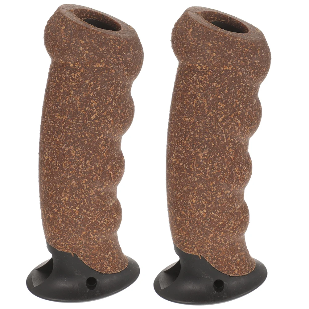 2 Pcs Trekking Pole Handle Grip Round Hiking Major Spherical Adapter Cork Professional Rod