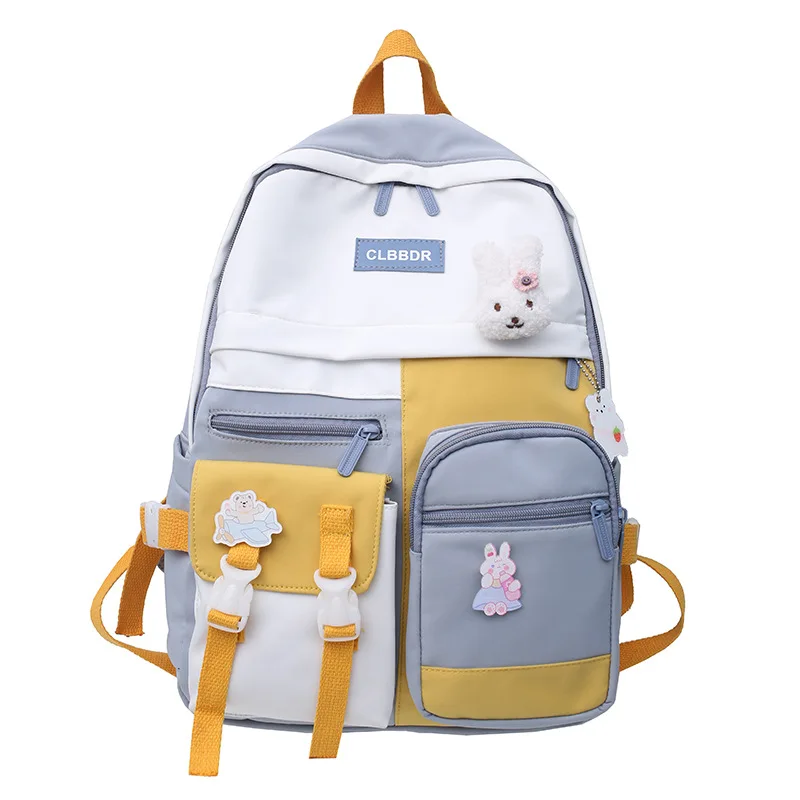 Mochila De estudiante universitario para mujer, Bolsa Escolar Harajuku con flores bonitas, Kawaii mochilas para mujer, bolsa de nailon para niña, moda femenina