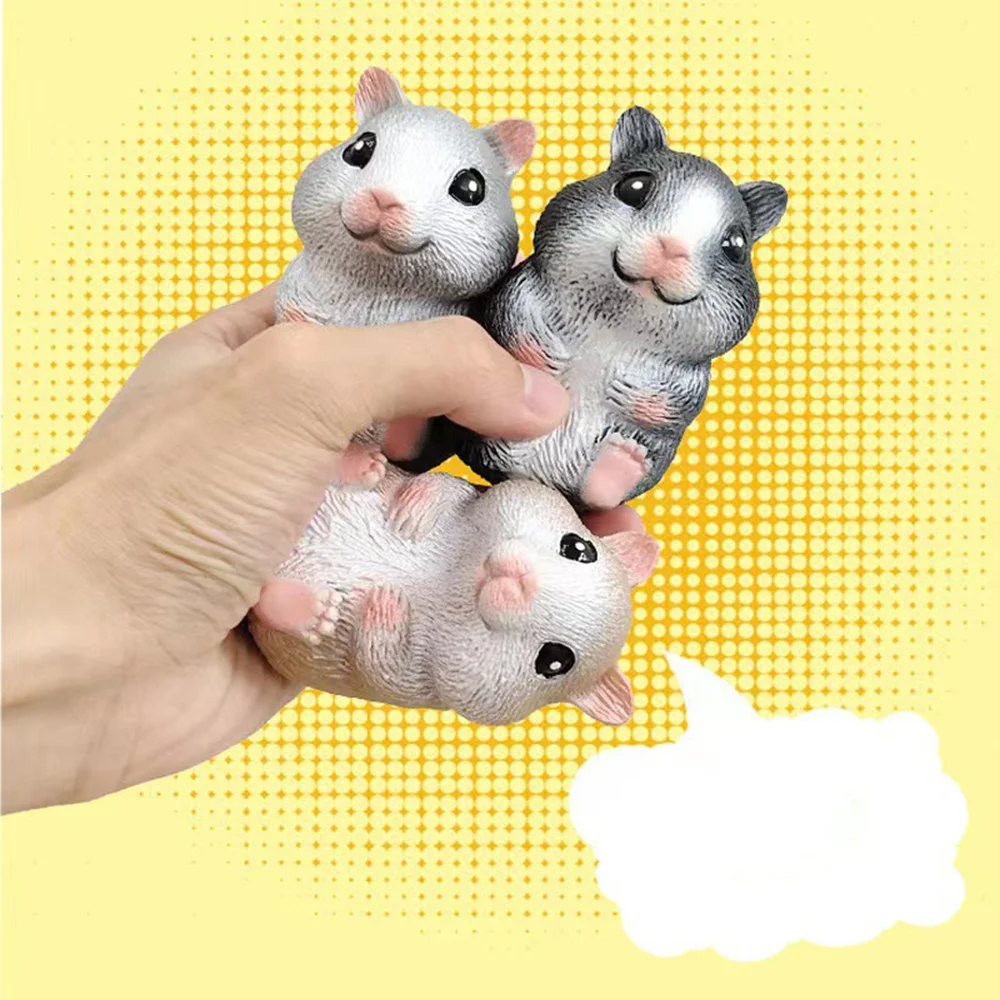 New Cartoon Hamster Shape Squeeze Fitt Decompression Sensor Finger Stress Toy Random Novelty&Amusements Quick Rebound