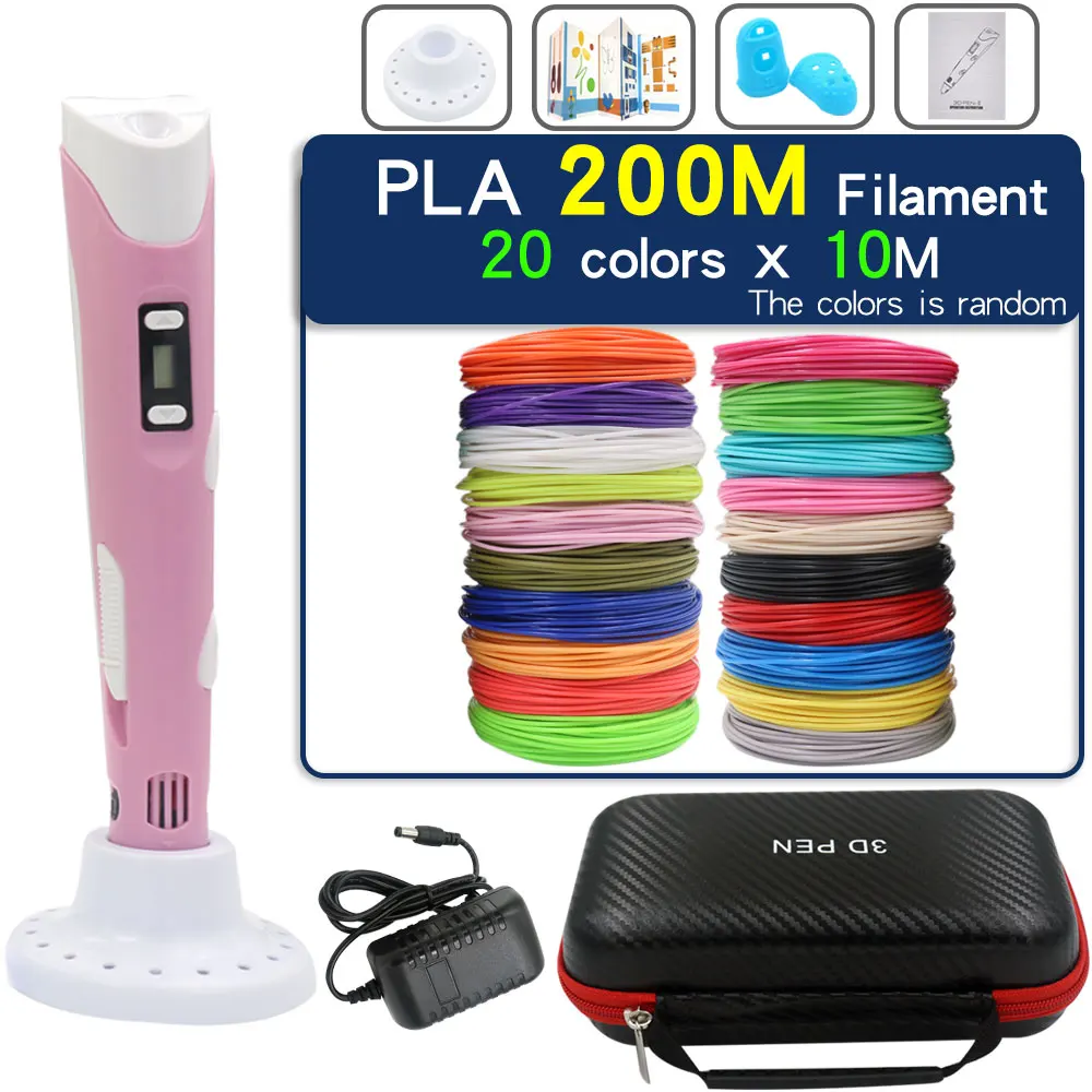 3D Pen, 3D Printing Pen for Children, with LCD Display, with 30-Color PLA Color Filament, Children's Birthday Christmas DIY Gift