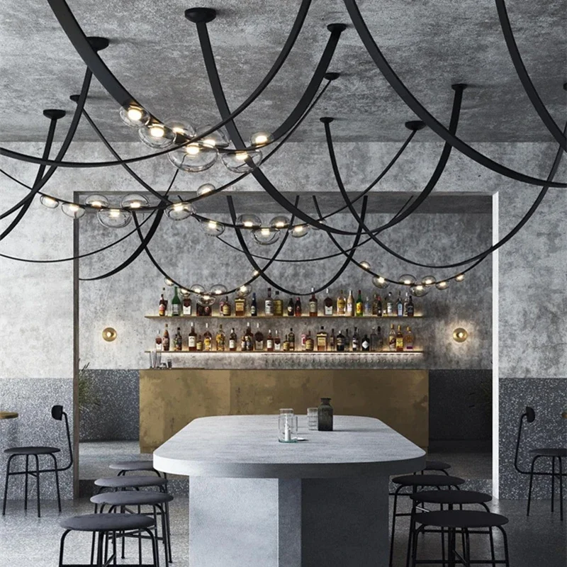 Moden Minimalist Restaurant Leather Light For Dining Room Island Art Bar Front Desk Chandelier Smoke Grey Glass Pendant Lamp