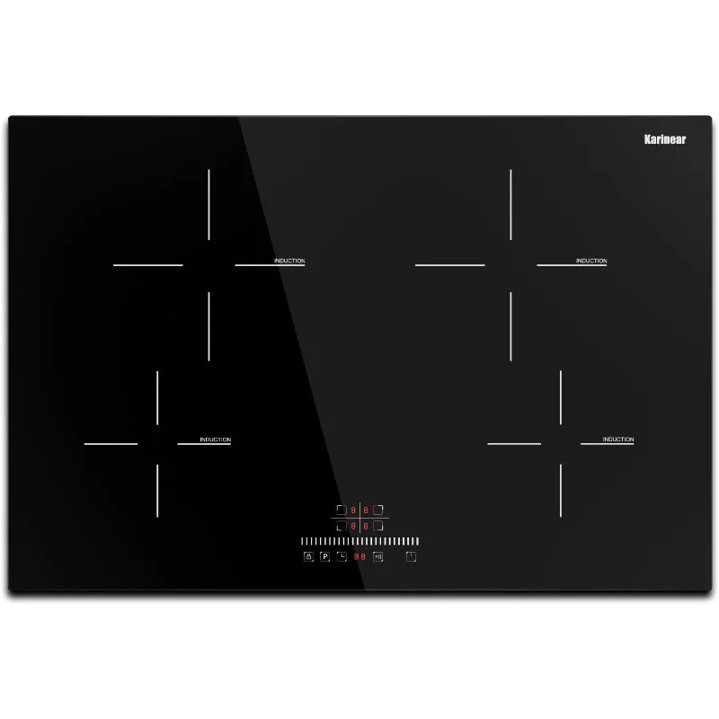 Karinear Induction Cooktop 30 inch,4 Burners Electric Cooktop With Touch Control,9 Power Level Drop-in Glass Cooker