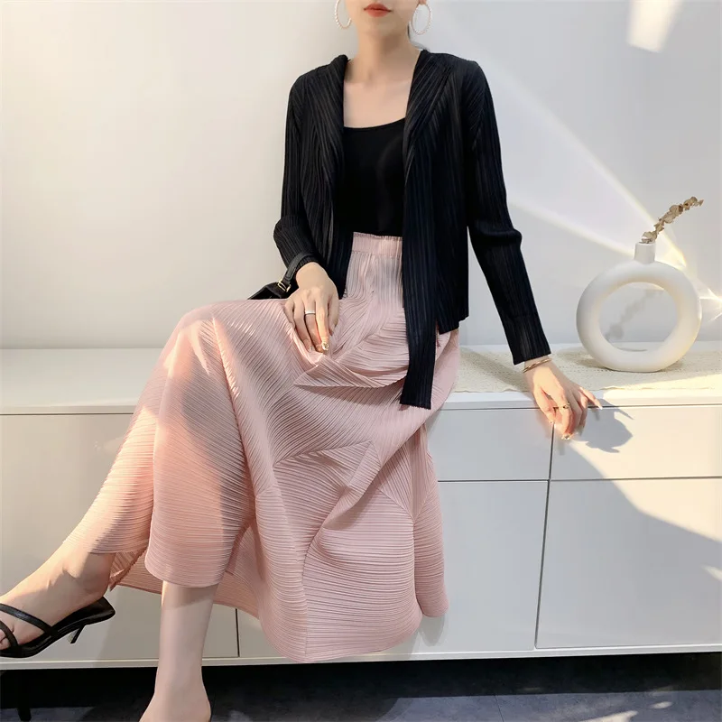 

YUDX Miyake Pleated Skirts for Women 2023 Female Summer Mid-length Pleating Process New Foreign Trade Flower Bud Pleated Skirt