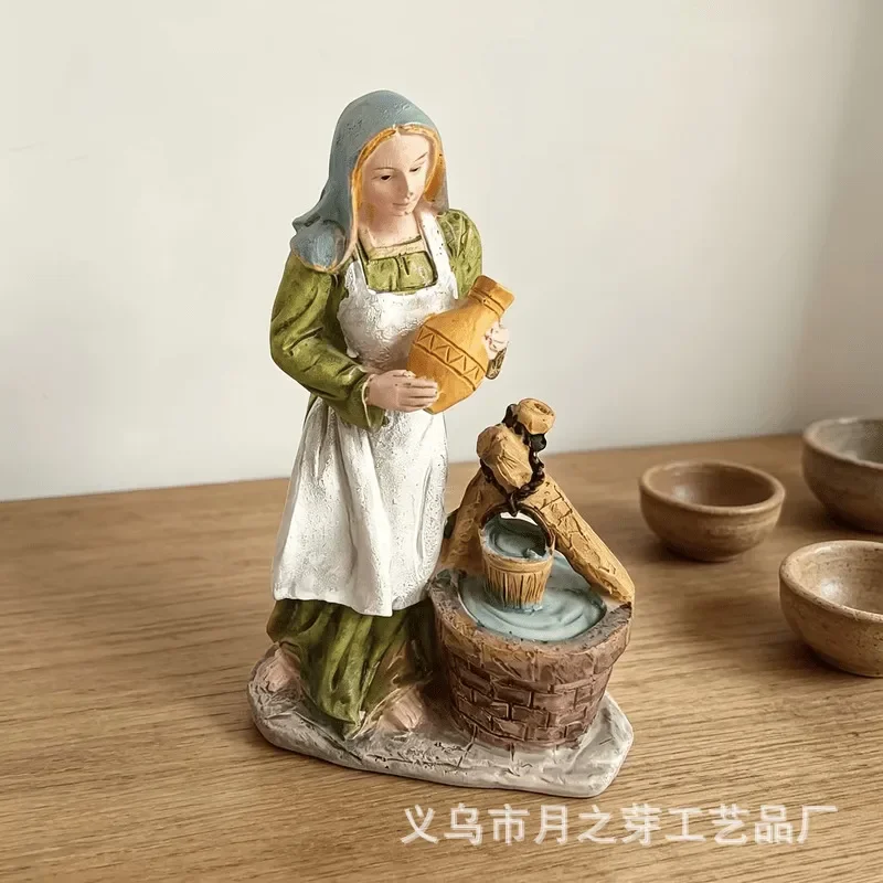 Resin Figure Statue Ornament Handicraft Home Decor Scene Display Art Piece for Living Room Shelf Table Centerpiece Decoration
