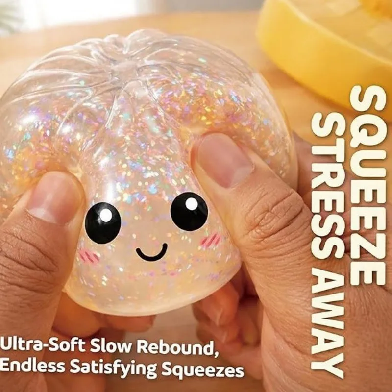 10cm Glitter Flash Dumpling Squishy Toy, Slow Rebound Decompression Squeeze Ball, Stress Relief Toy for Home Office & Party Gift view 6