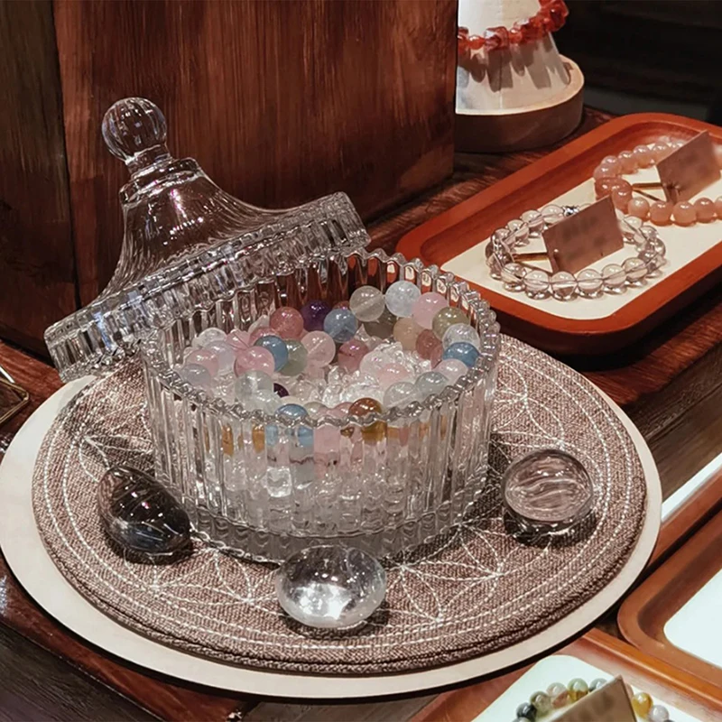 Tarro de vidrio transparente, tarro de almacenamiento, tarro de dulces para boda, tarro de cera, cristalería con tapa, cajas de joyería