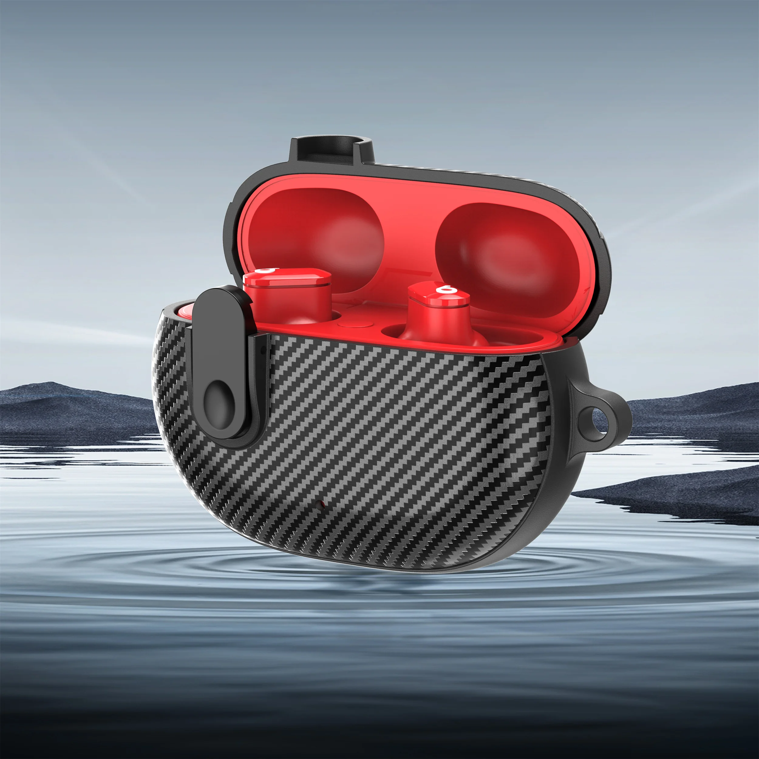 Hebilla de cinta de fibra para Beats Studio Buds Plus, funda con llavero para Beats Studio Buds, funda protectora a prueba de golpes