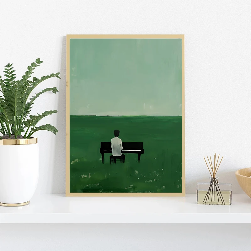 Minimalist Piano Saxophone Player Guitar Jazz Art Poster Print Canvas Painting Modern Music Wall Art for Living Room Home Decor