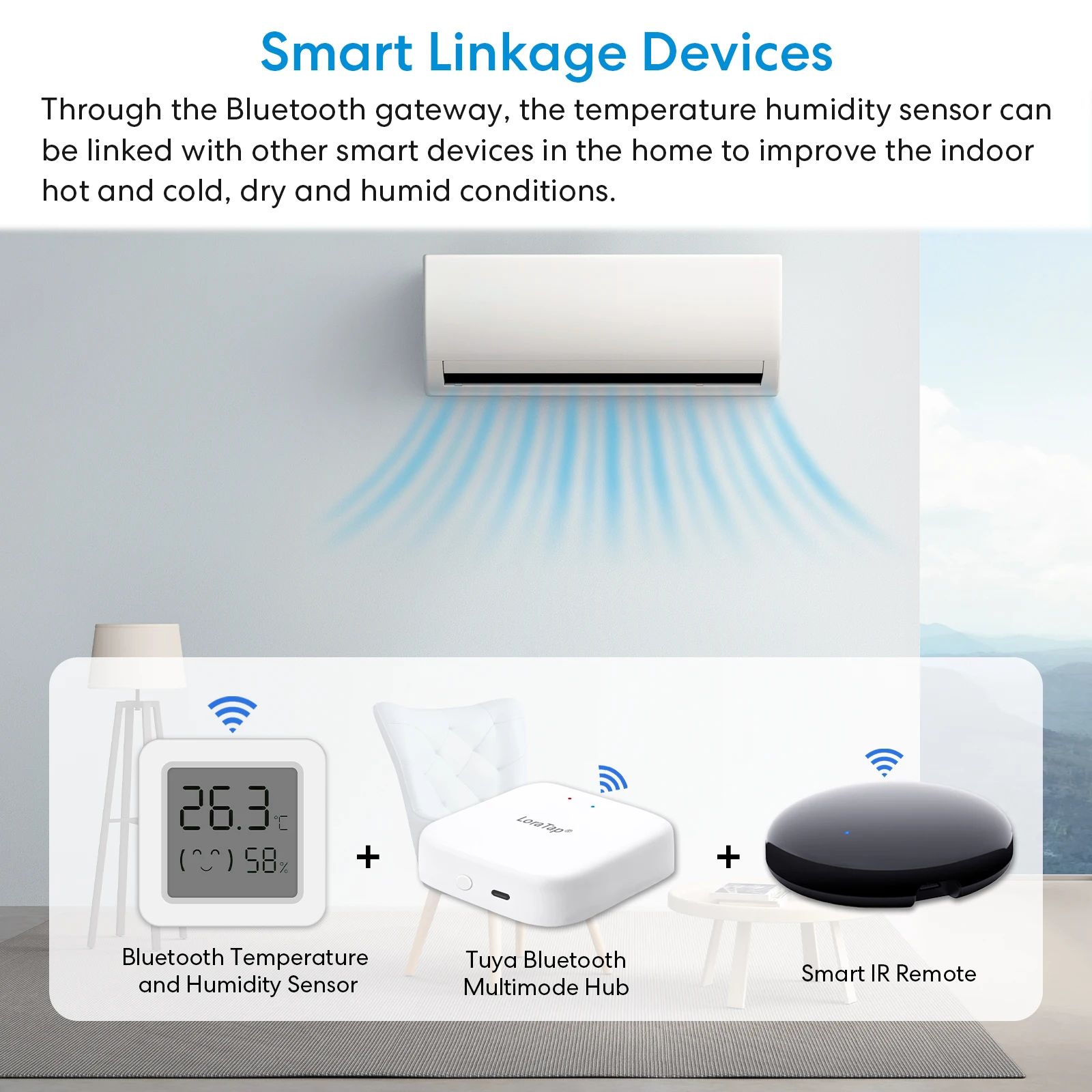 Capteur de température et d'humidité à affichage numérique Tuya Smart Life, Bluetooth, LCD, liaison de scène, thermomètre, hygromètre