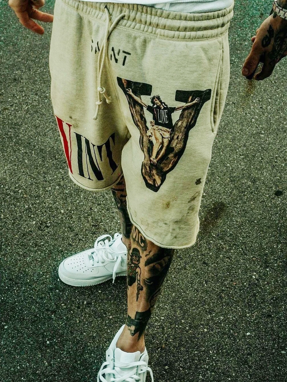 

Low Waist American Retro Street Sle Five-Quarter orts Youth Casual Loose Fit Straight Leg Summer orts Basic Colors