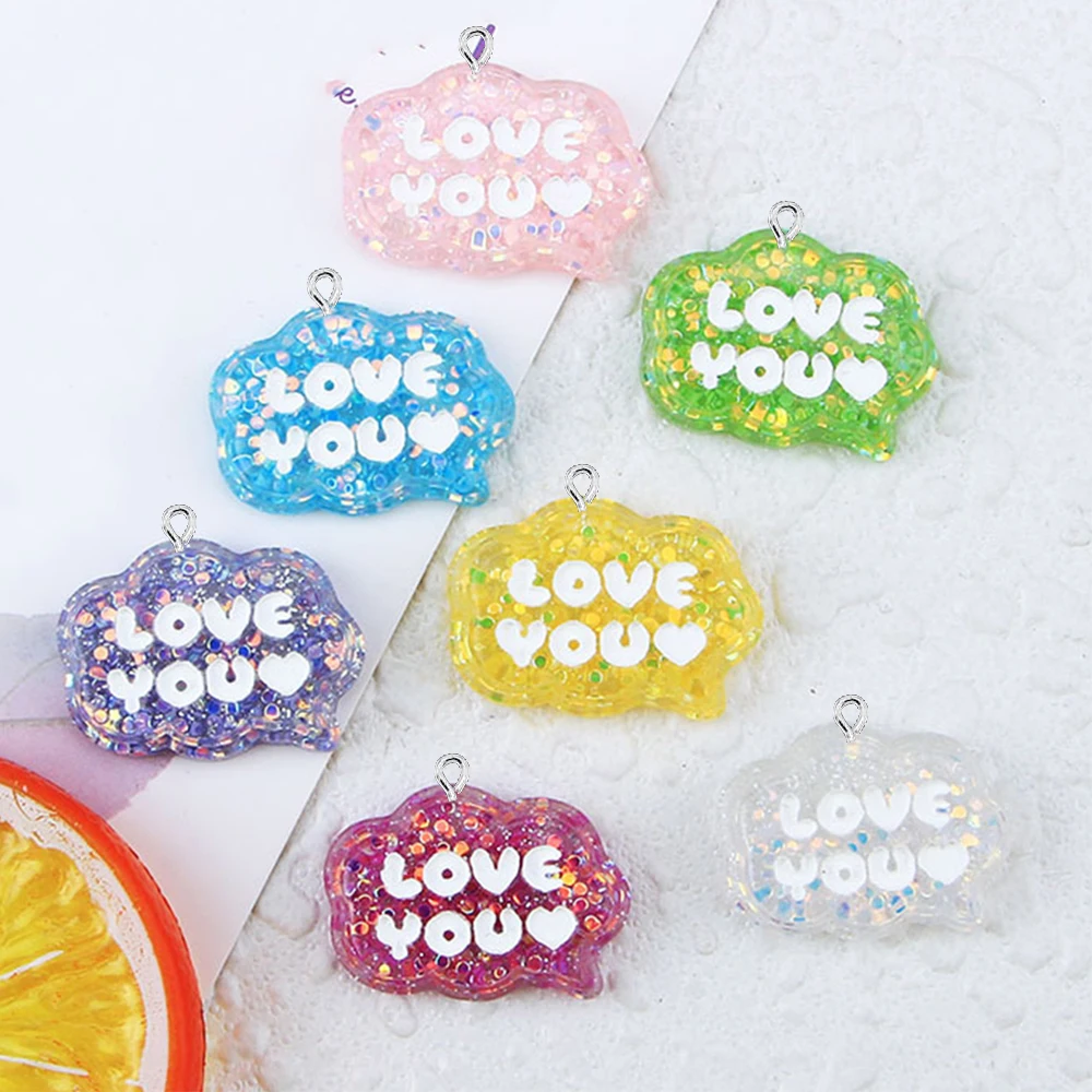 10PCS Glitter English Sign Series Flat Back Charms For Earrings Bracelet Hairpin DIY Jewelry Pendants Embellishments Accessories