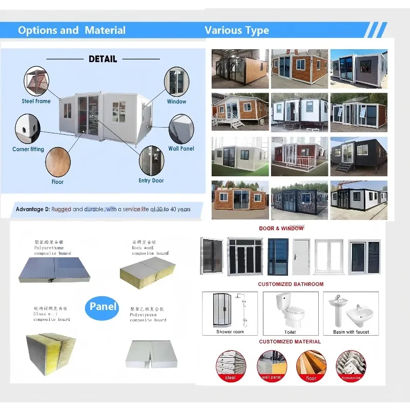 Modern Folding Houses Expandable Foldable and Portable 20ft Prefabricated Sandwich Panel Container House