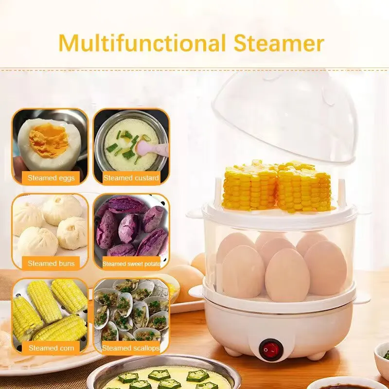 2024 Multifunctional 220V Electric Egg Boiler Double Layers Egg Cooker Mini Steamer Poacher Kitchen Cooking Breakfast Machine