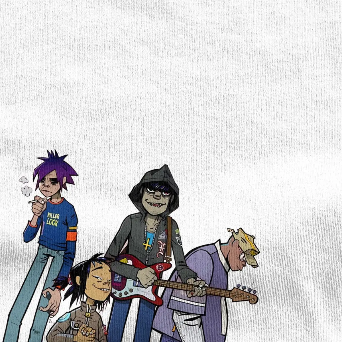 Mens T-Shirt Gorillaz English Virtual Band T-Shirts Harajuku Damon Albarn Summer Tee Shirt Y2K Funny Print 100% Cotton Tops