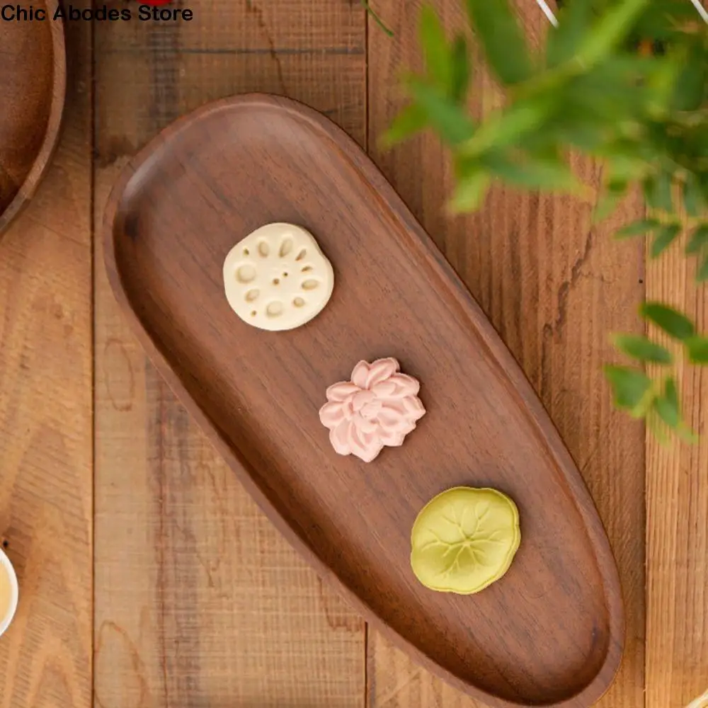 

Kitchen Organizer Wooden Storage Tray Irregular Simple Fruit Plate High Leg Exquisite Dessert Plate Home