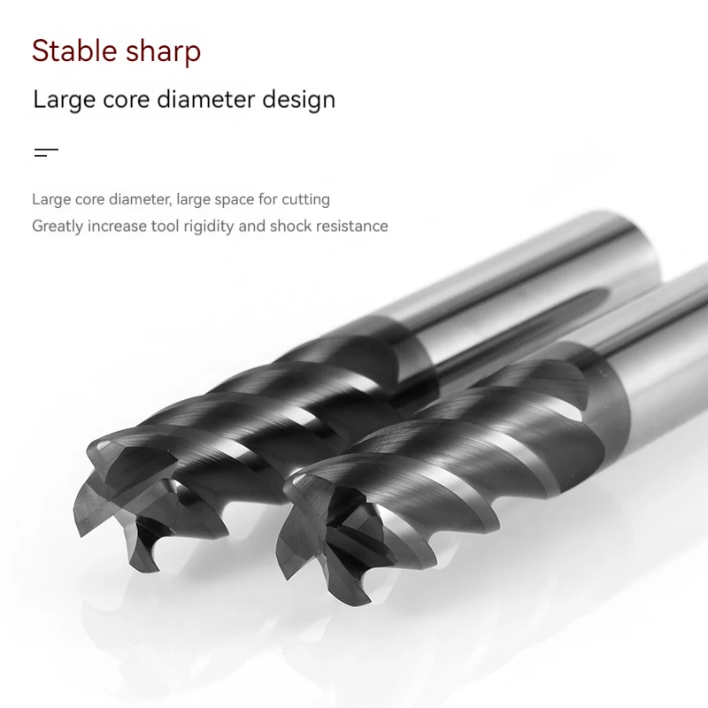 HRC66 Corner Radius End Mill CNC R Bull Nose Milling Cutter Metal Router Tungsten Carbide Steel Tool R0.5 R1 4Flutes