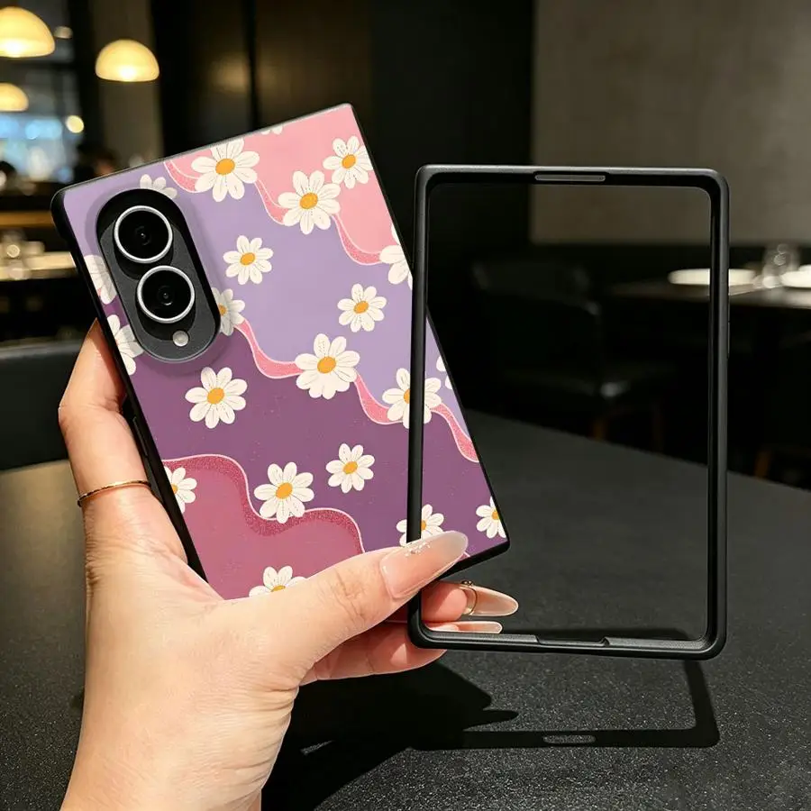 Case for Samsung Galaxy Z Fold 8 Z Fold8 Wide ZFold Wide ZFold8 Luxury Phone Cover Creative Cartoon Daisy