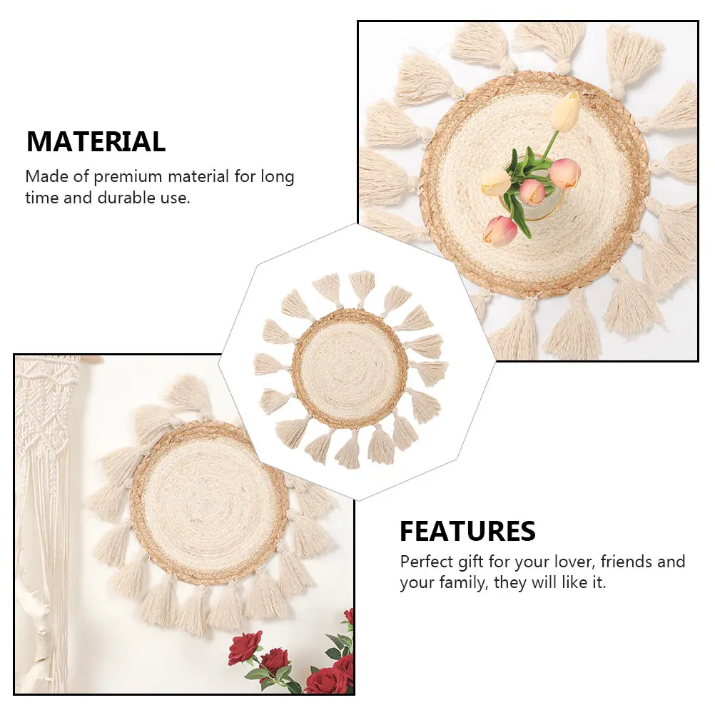 

Woven Circular Tapestry Wall Hanging Sun Shaped Pendant Bedroom Decor Party nament Home Cotton Rope Woven Pendant Office Shop