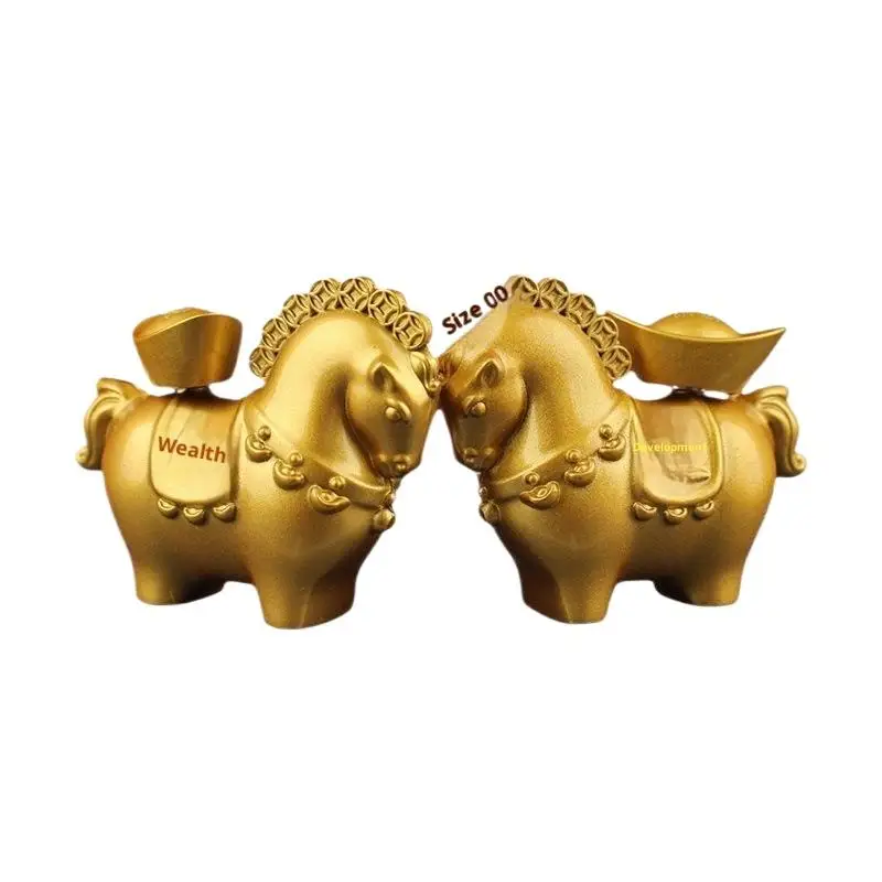 2026 تماثيل السنة الجديدة الكرتون محظوظ الذهب الحصان المشهد الصغير الحلي غرفة المنزل مكتب زينة هدية