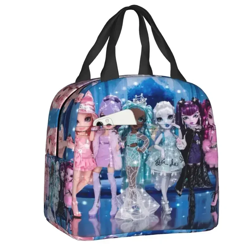 Isolierte Lunchtasche „Rainbow High Group“ für Camping, Reisen, animierte Thermo-Kühlbox, Lunchbox, Damen, Kinder, Lebensmittelbehälter, Tragetaschen