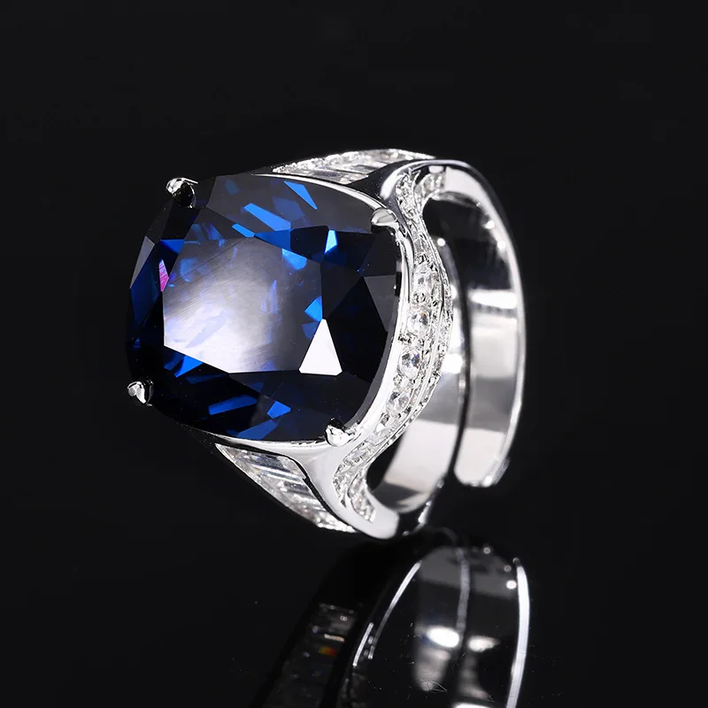 Jewelry with copper base and gold plating, vintage fashion corundum square ring for women 14*16 wholesale
