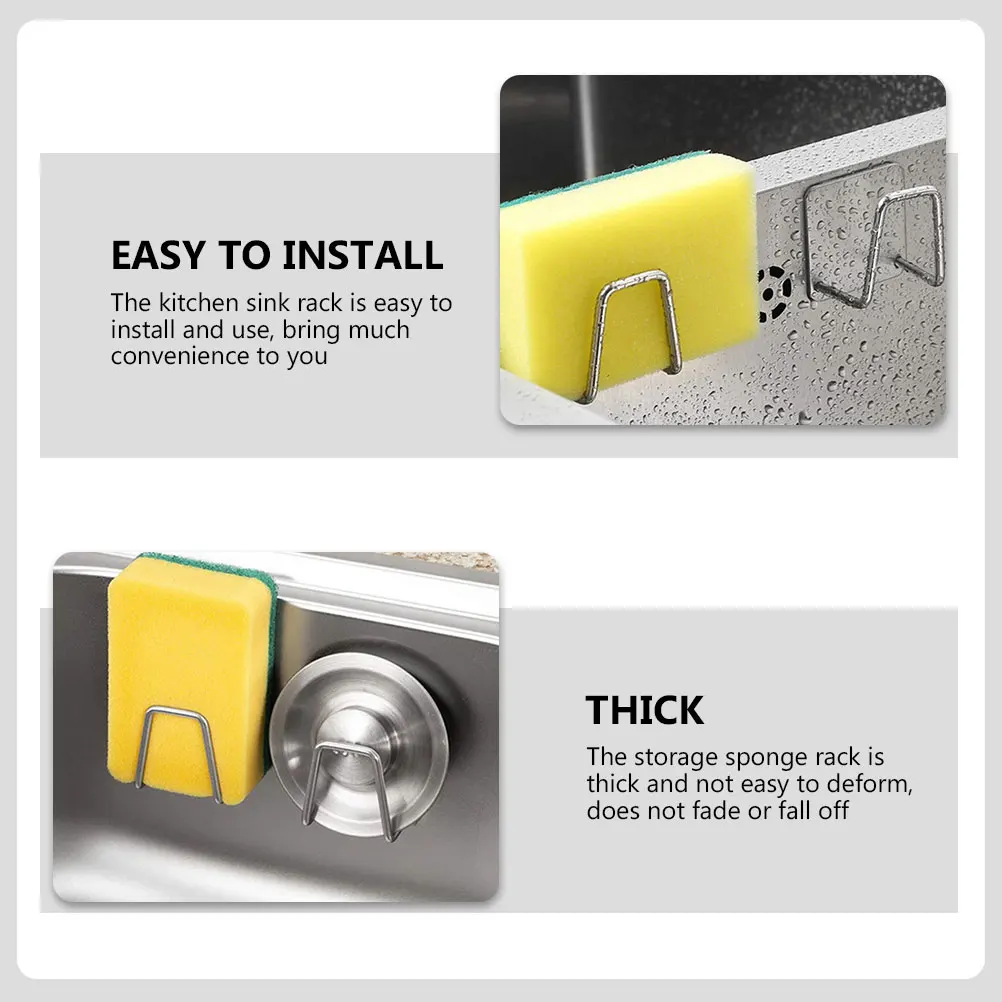 

3Pcs Stainless Steel Sink Hanging Rack Practical Design Sponge Draining Stand for Kitchen Wall Mount Sponge Rack