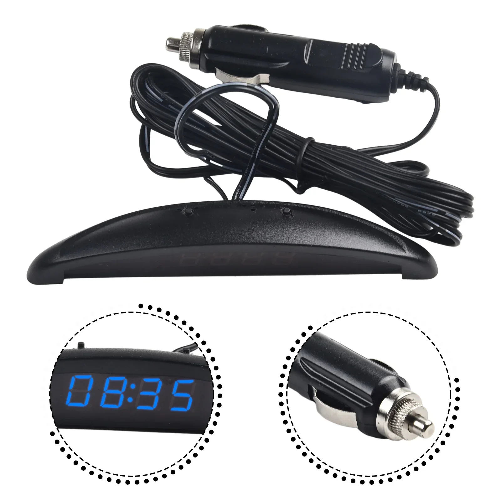 12V Digital LED Alarm Auto Electronic Car Clock Voltmeter Thermometer 3In1 Car Voltmeter Temperature Meter Clock