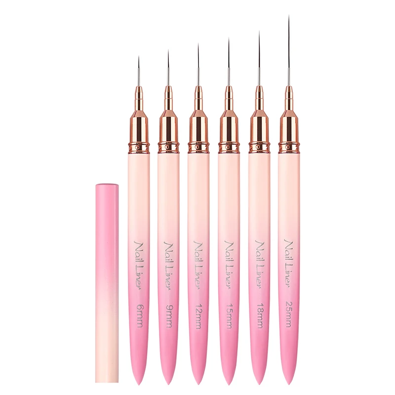 Sweet-Z 6 stks Liner Nagelborstel Dunne Lijn Nagelborstel Art Striping Borstels Detail Schilderen Pen Gel Nagelborstels Gereedschap Voor manicure