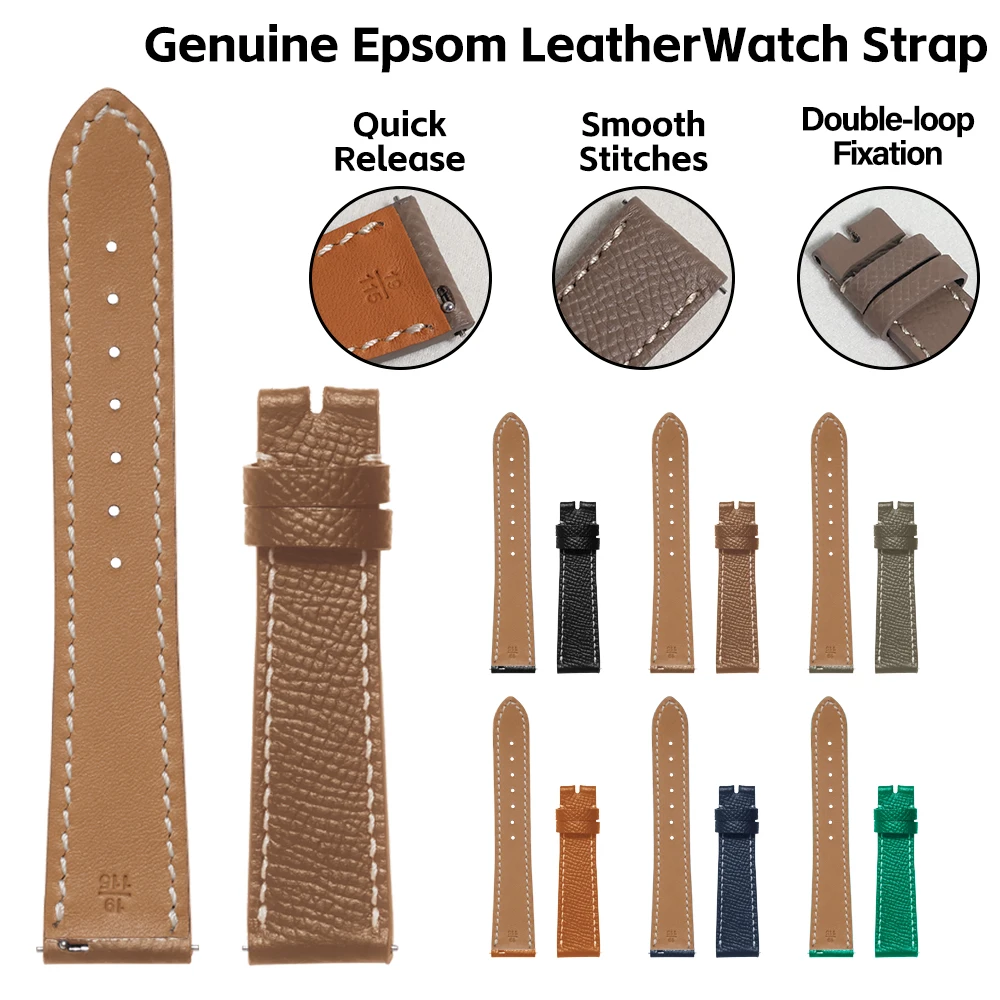 Quick Release Leather Watchbands 18mm 19mm 20mm 21mm 22mm Watch Straps For Hermes leather For Cartier Dumont Universal Man Women