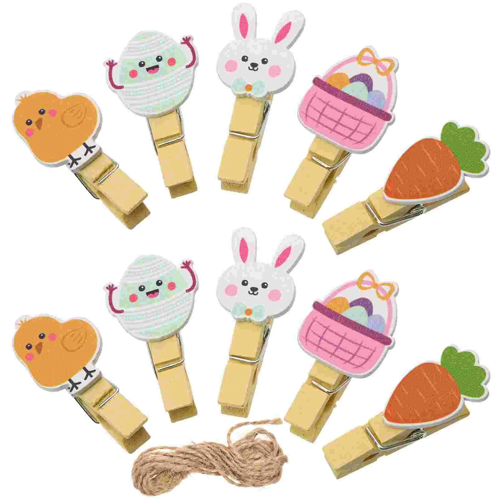 40 Pcs Colorful Ornaments Easter Clip Wooden Clothes Pins Small Bunny Clothespins Decorate Cloths Clips Photo