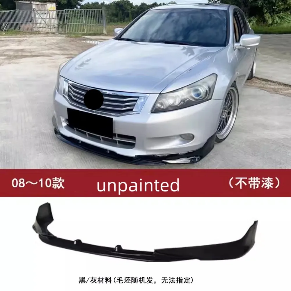 Unpainted Gloss Black car Body Kit Front Lip Shovel Assembly For Honda Accord 8th 2008-2010 Modified New Style Auto Accessories