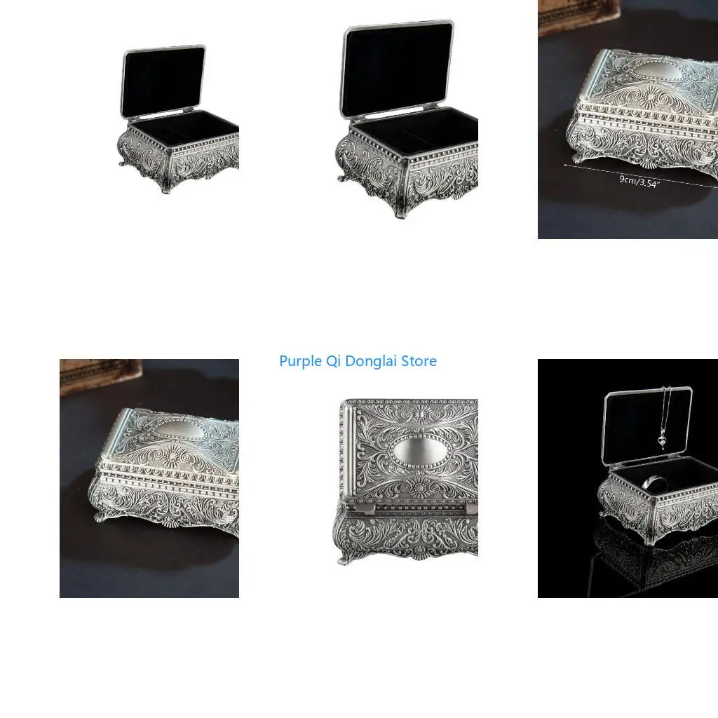 L21E Metallic Jewelry Holder Trinket Storage Box for Case