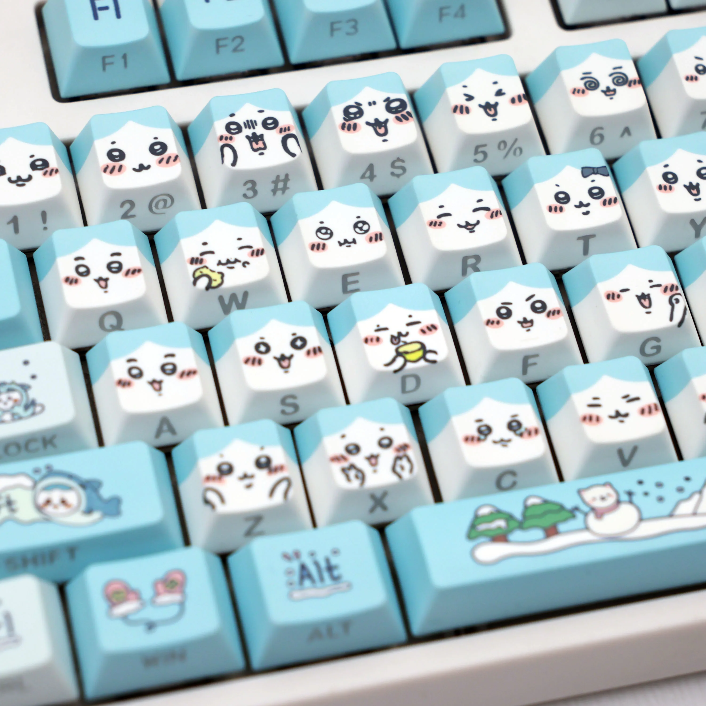 138 Keys Winter Hachi PBT Keycaps Side Print Translucent Cherry Style Dye-Sub MX Switch 61 64 68 87 96 104 108 view 5
