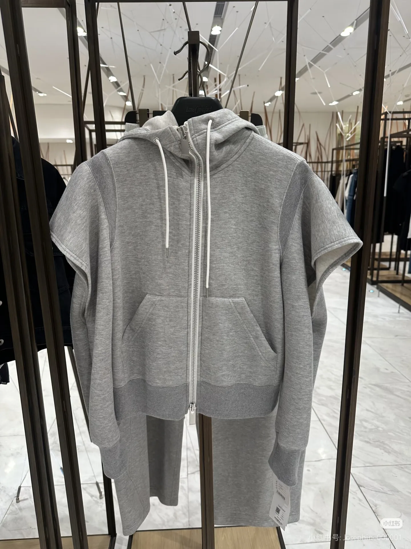 SAC Japanese 26ss loose sports and leisure sweater off-the-shoulder zipper hooded jacket