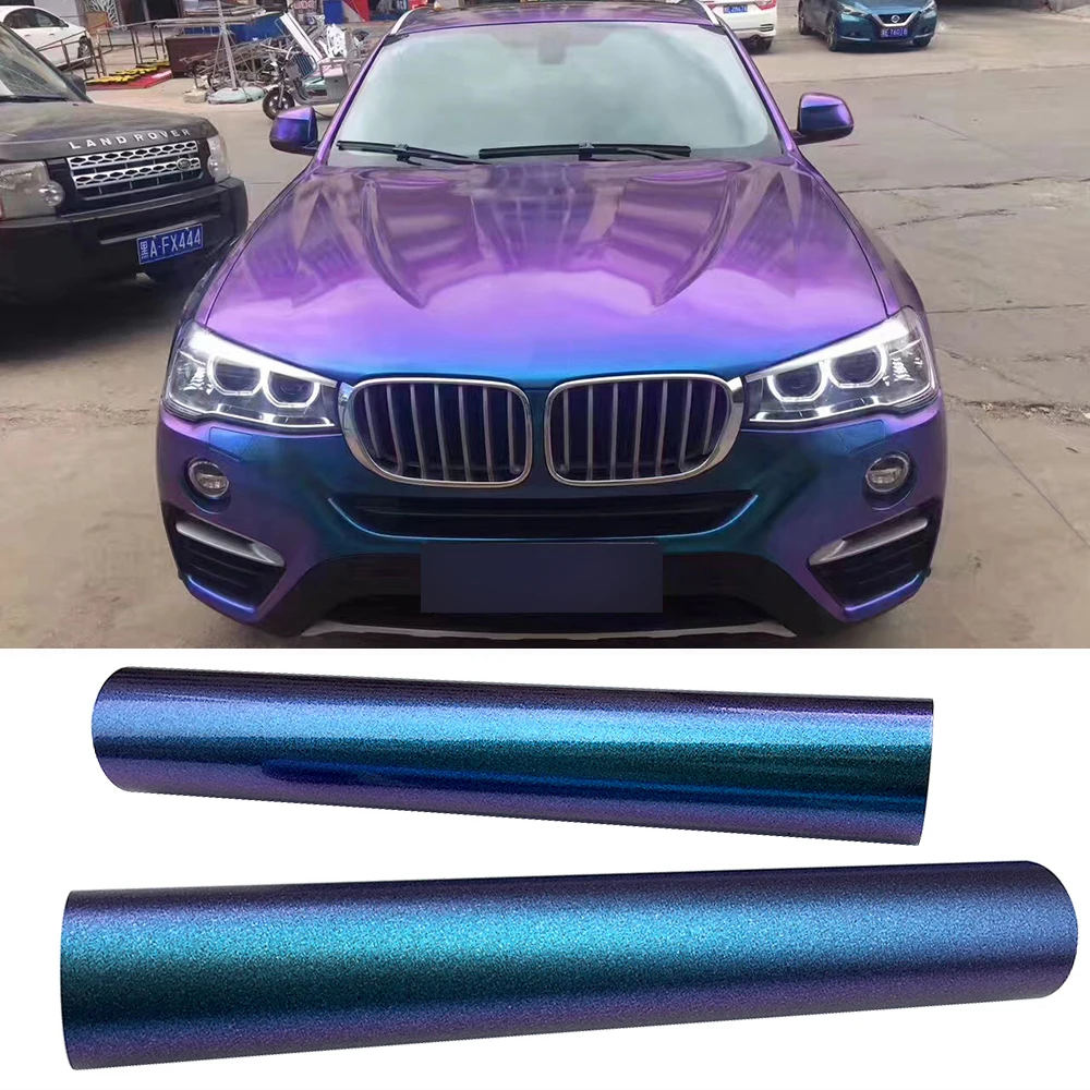 50*200/600cm Chameleon Car Stickers Color Change Blue to Purple Pearl Chameleon Vinyl Wrap Tinting Films Auto Decor Accessories