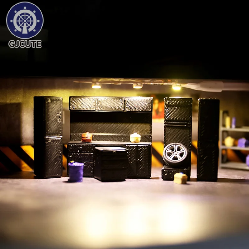 

1:64 Model Wheel Hub Modification Repair Garage Auto Repair Shop Scene Collectible Miniature Figure Accessories