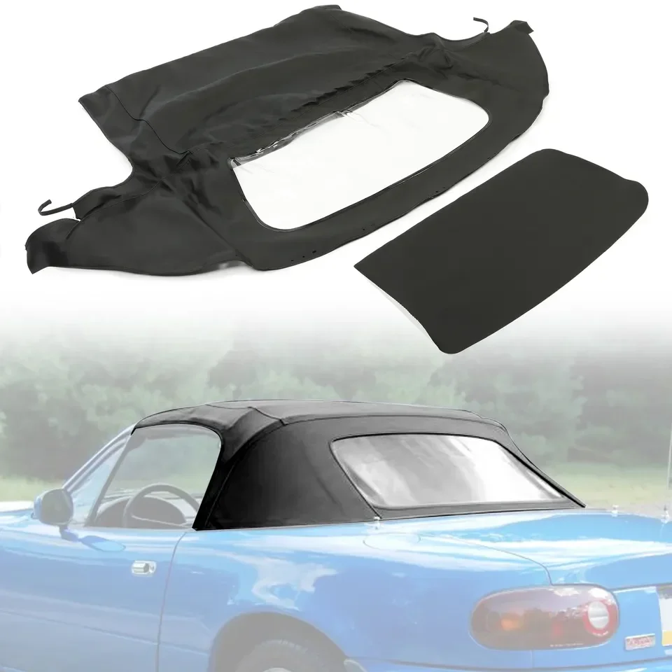 For Mazda Miata 1990-2005 2-Door Black Convertible Soft Top W/Clear Window