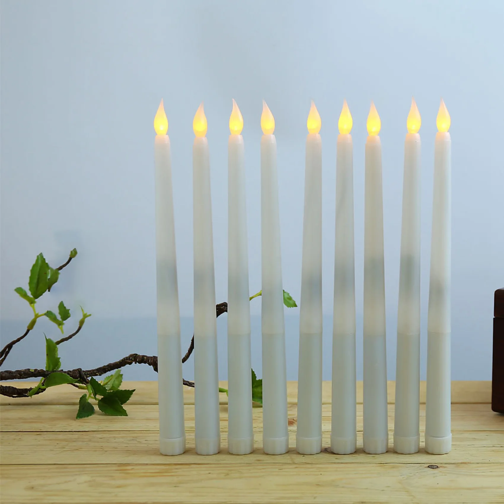 ABRW-12Pcs LED Taper Candle For Dinner, Flickering Flameless Tapered Battery Operated Table Settings Weddings Parties