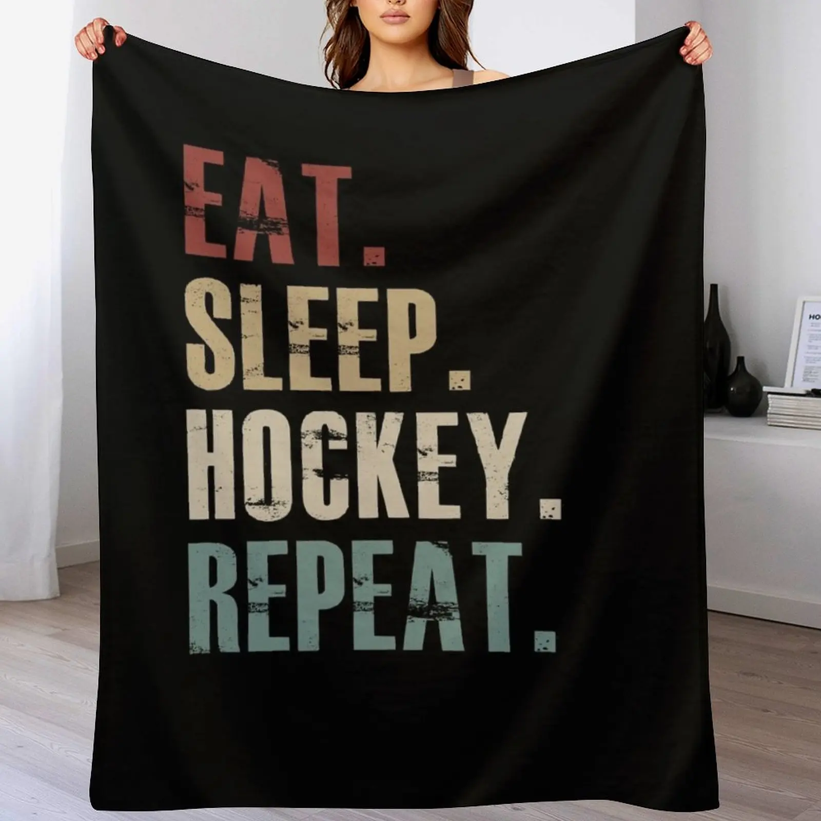 

Eat Sleep Hockey Repeat Throw Blanket Nap Soft Beds blankets ands Warm Blankets