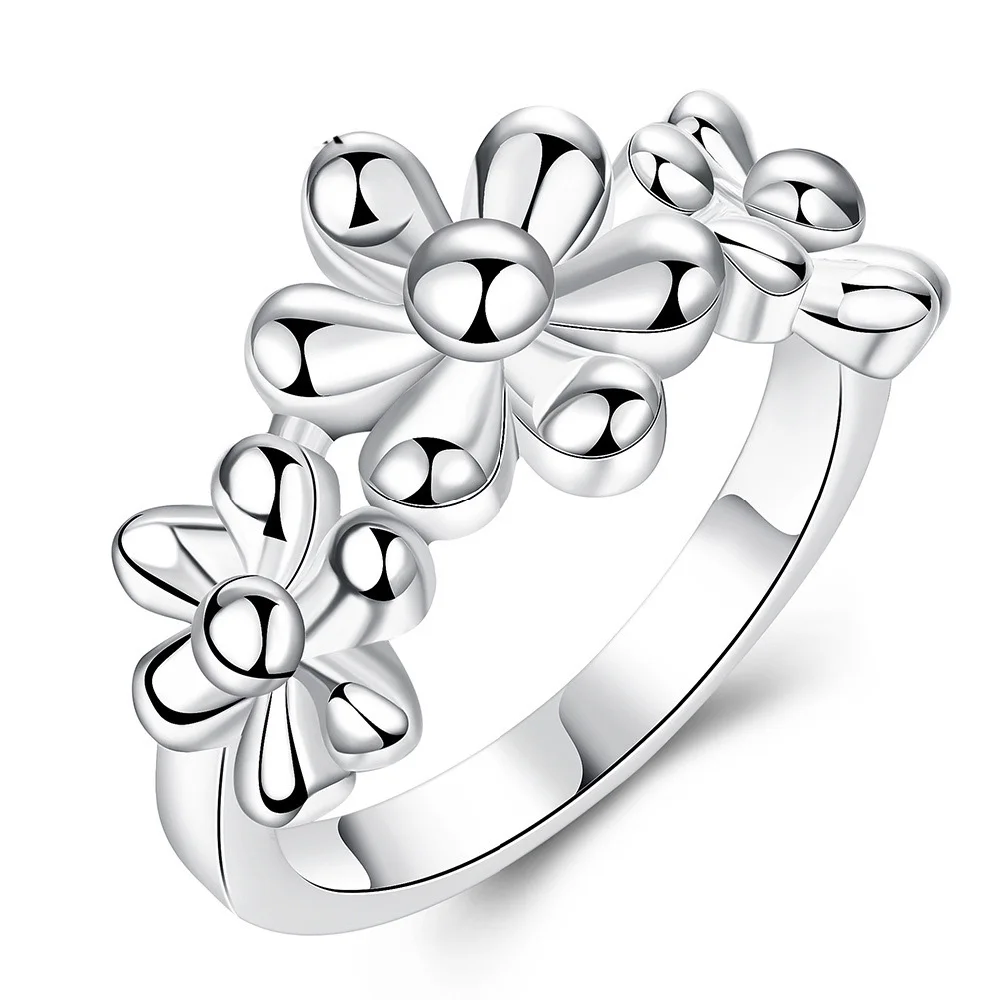 New 925 Sterling Silver 7-10# Fine Luxury Flower Ring For Women Fashion Charm Engagement Gift Jewelry Accessories
