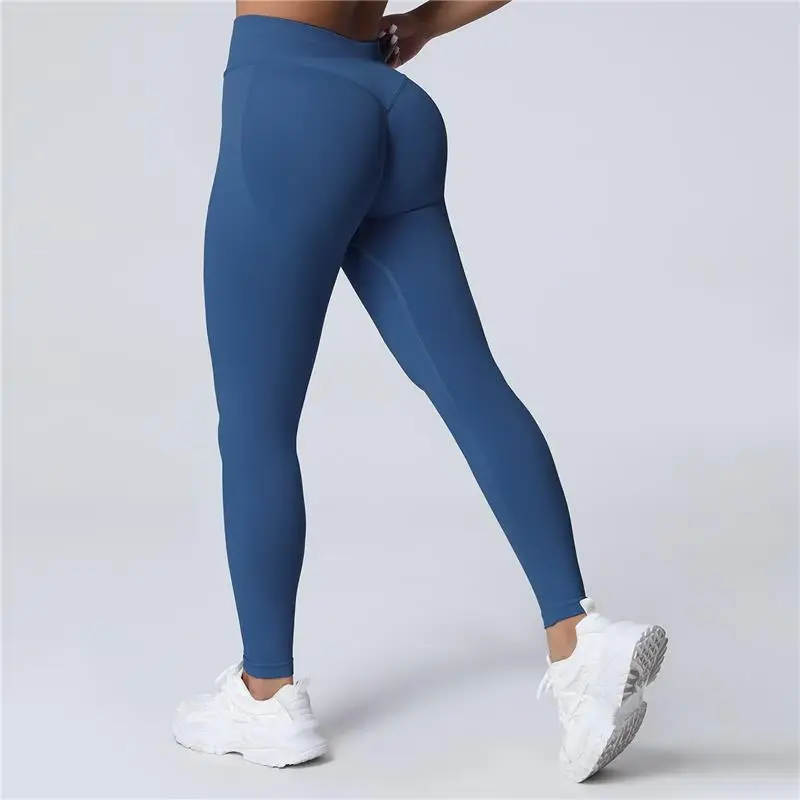 Leggings de sport sans couture pour femmes, pantalons de Yoga, taille haute, vêtements de gymnastique, Fitness, vêtements d'entraînement, collants froissés