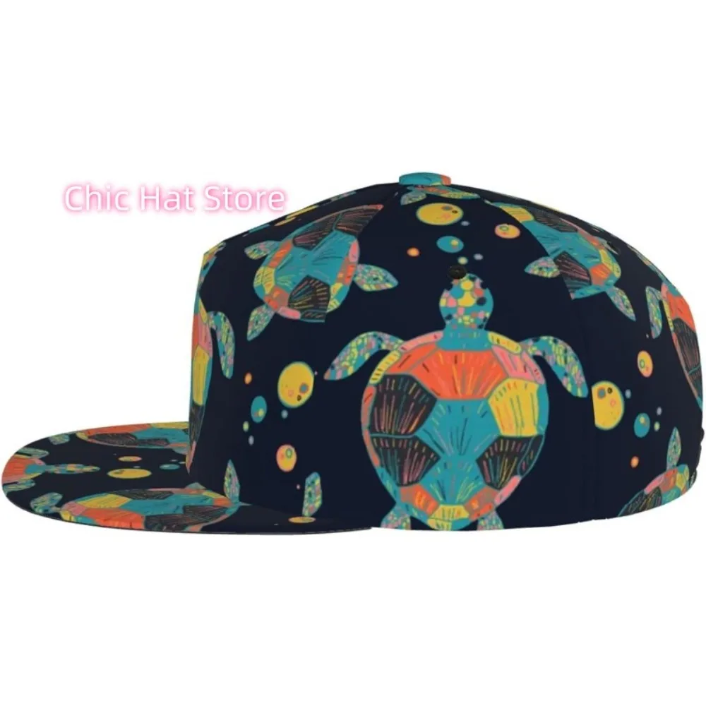 Scales Adjustable Baseball Cap for Women Men Flat Bill Snapback Hat Hip Hop Hat Outdoor Sports Trucker Cap Turtle