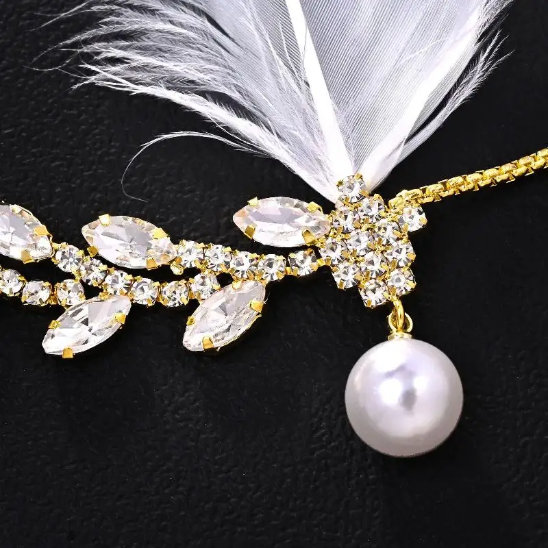 Retro-Feder-Stirnband mit Strass-Blatt-Kopfschmuck für Tanzpartys, vielseitiges Accessoire für Männer und Frauen – Detail 8
