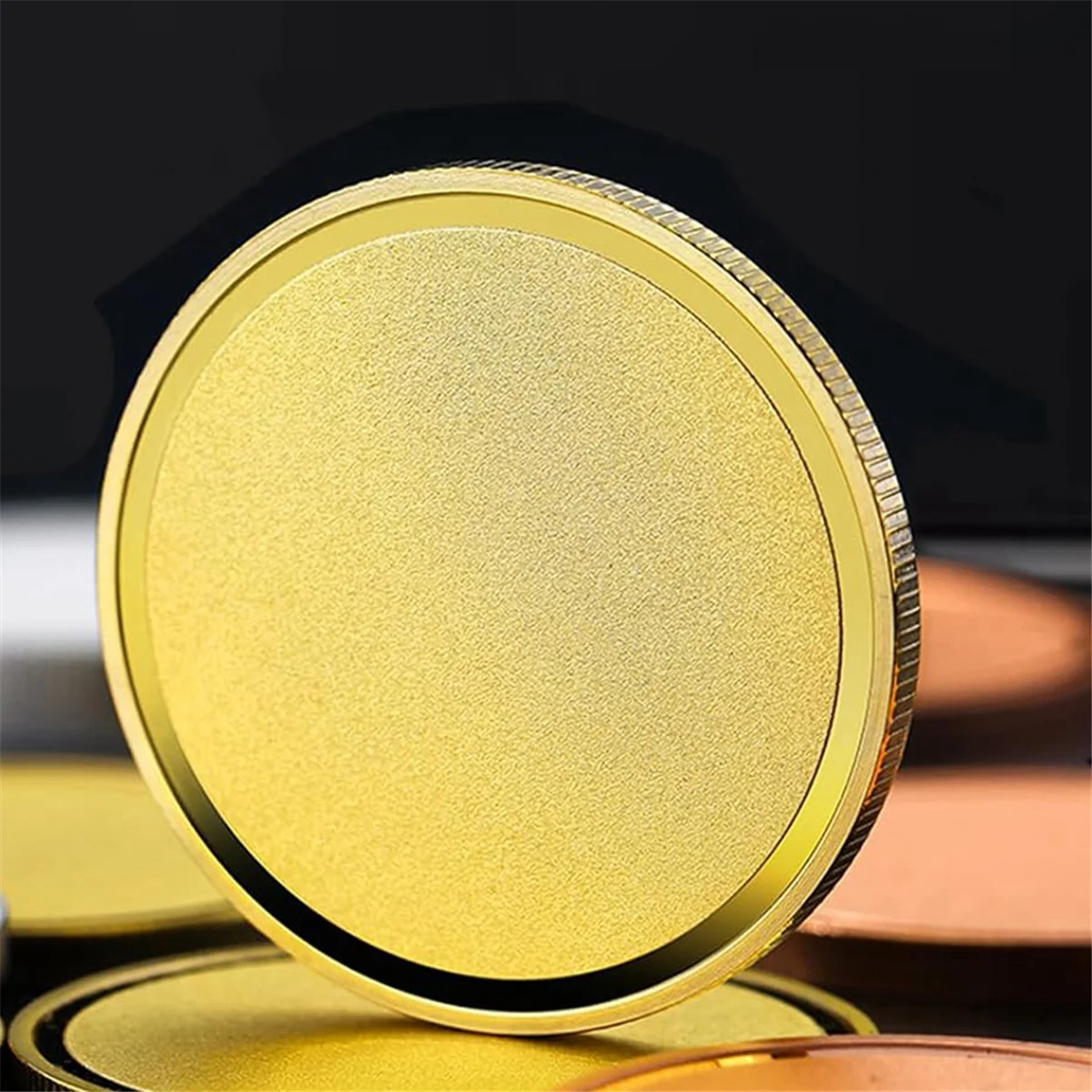 Unique! 10Pcs Brass Laser Engraving Blanks Blank Challenge Frosted Coin with Acrylic Protection Box - 40mm for DIY Crafts